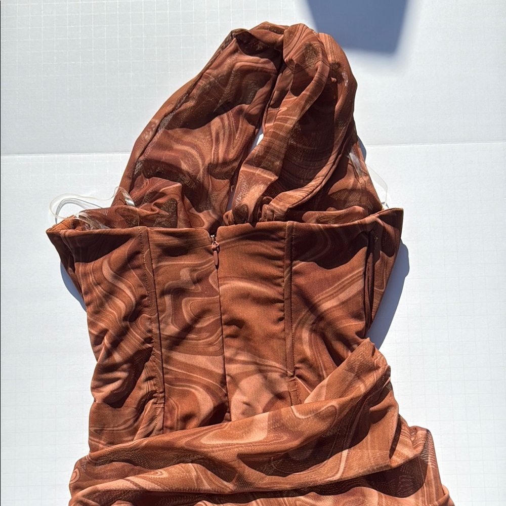 House of CB Brown One-Shoulder Cutout Mini Dress - Picture 7 of 11